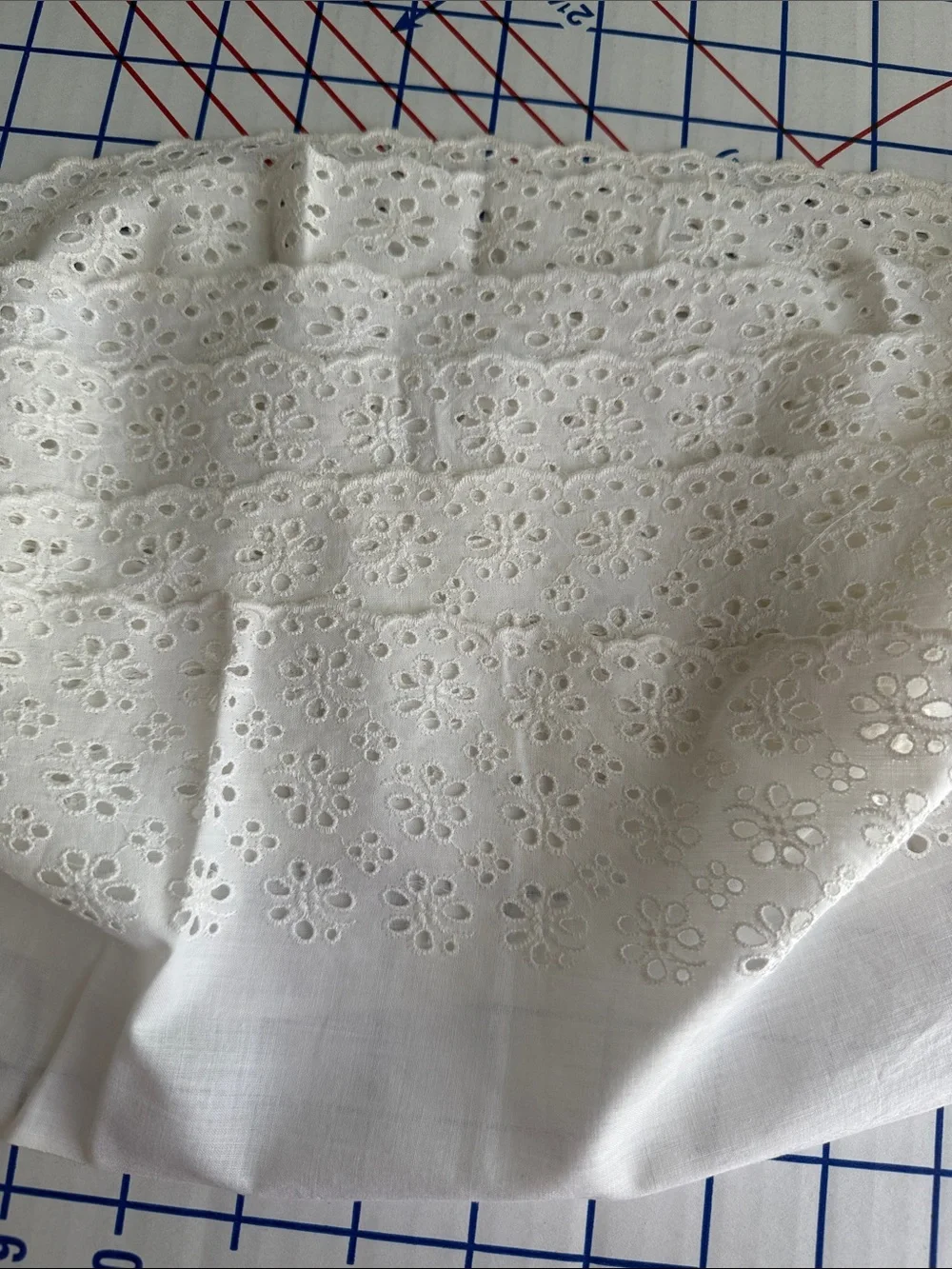 Vintage Cotton Eyelet Embroidered Edging 6 Yards x 5” Cream Floral Scalloped